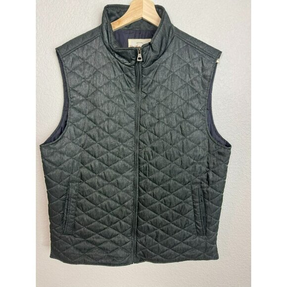Men's Quilted Vest Size Large Weatherproof Vintage Green Pockets Outdoor - Picture 3 of 11